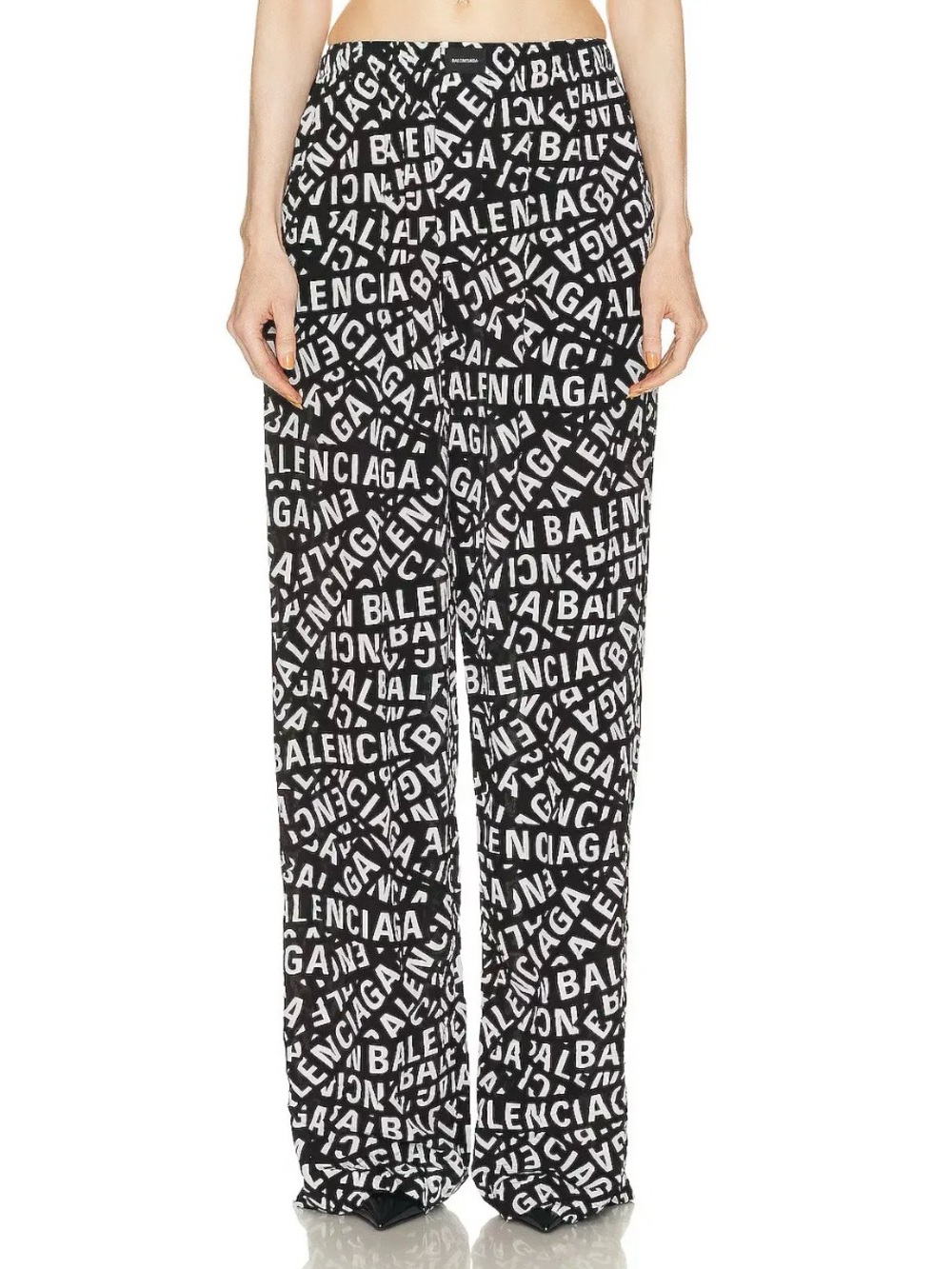 Balenciaga Black and White Logo Pyjama Pants